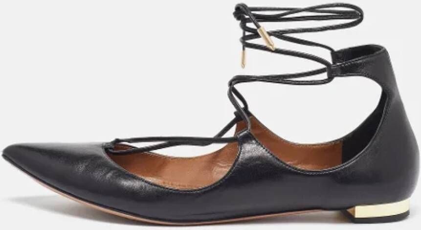 Aquazzura Pre-owned Leather flats Black Dames