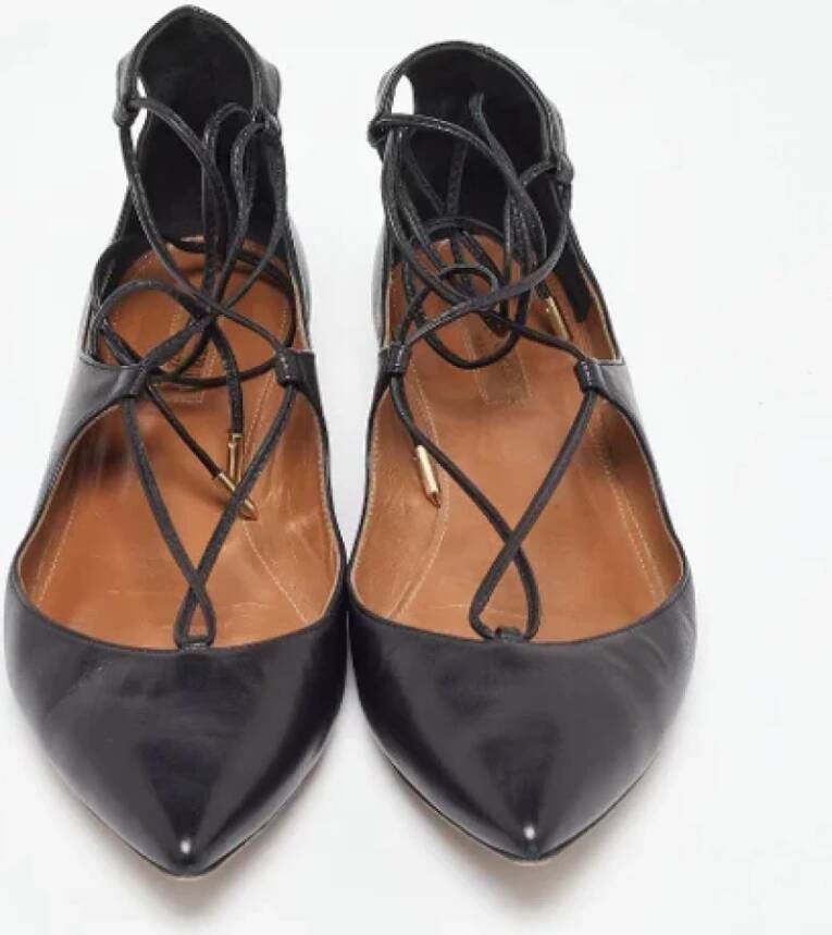 Aquazzura Pre-owned Leather flats Black Dames