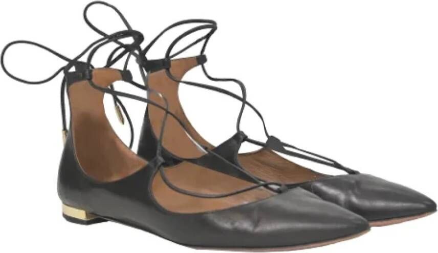 Aquazzura Pre-owned Leather flats Black Dames