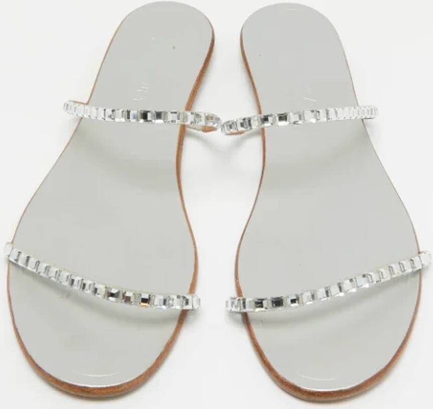 Aquazzura Pre-owned Leather flats Gray Dames