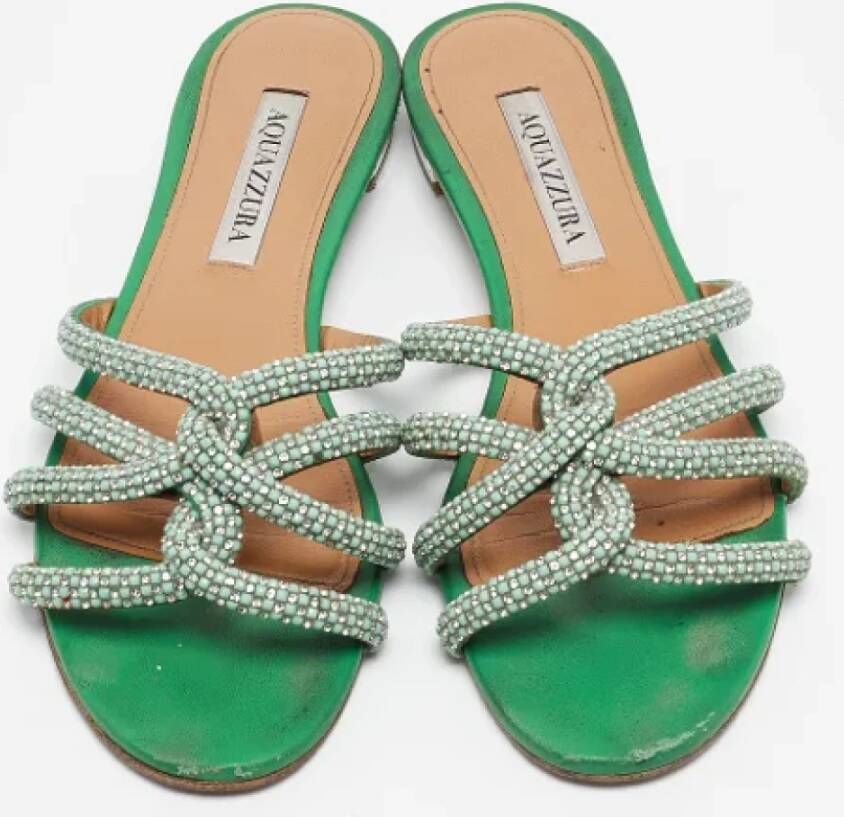 Aquazzura Pre-owned Leather flats Green Dames