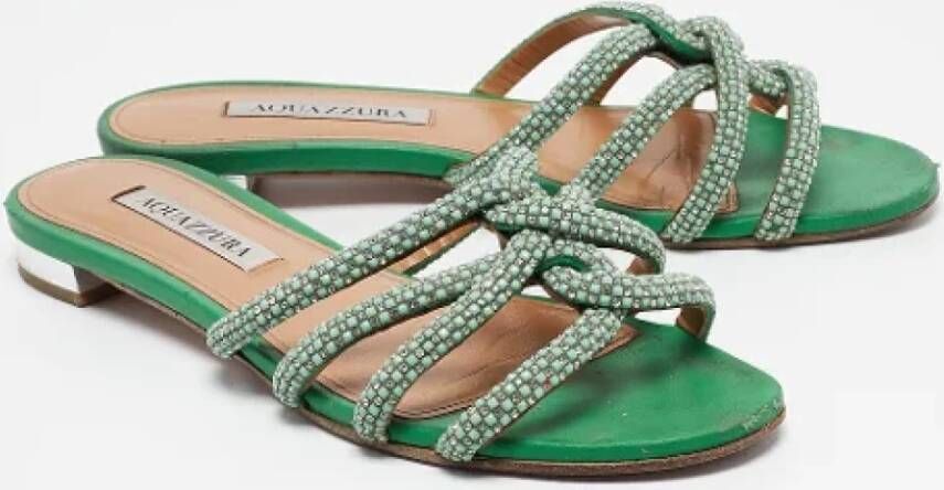 Aquazzura Pre-owned Leather flats Green Dames