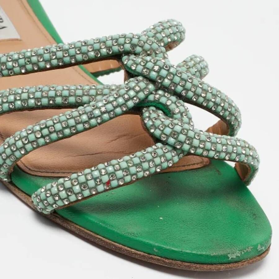 Aquazzura Pre-owned Leather flats Green Dames