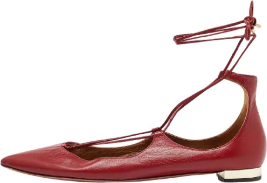 Aquazzura Pre-owned Leather flats Red Dames