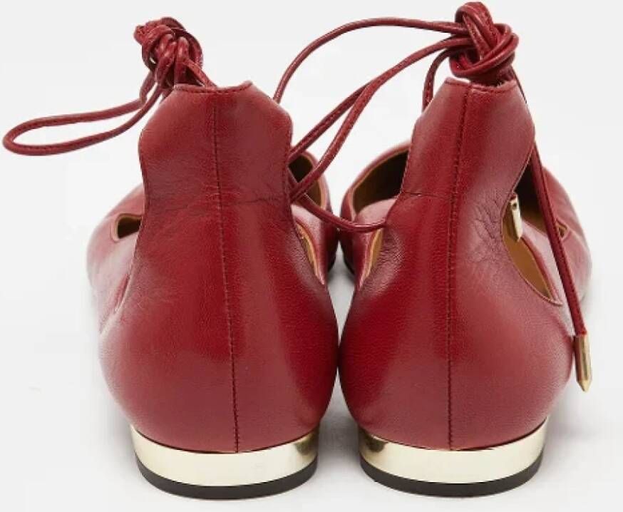 Aquazzura Pre-owned Leather flats Red Dames