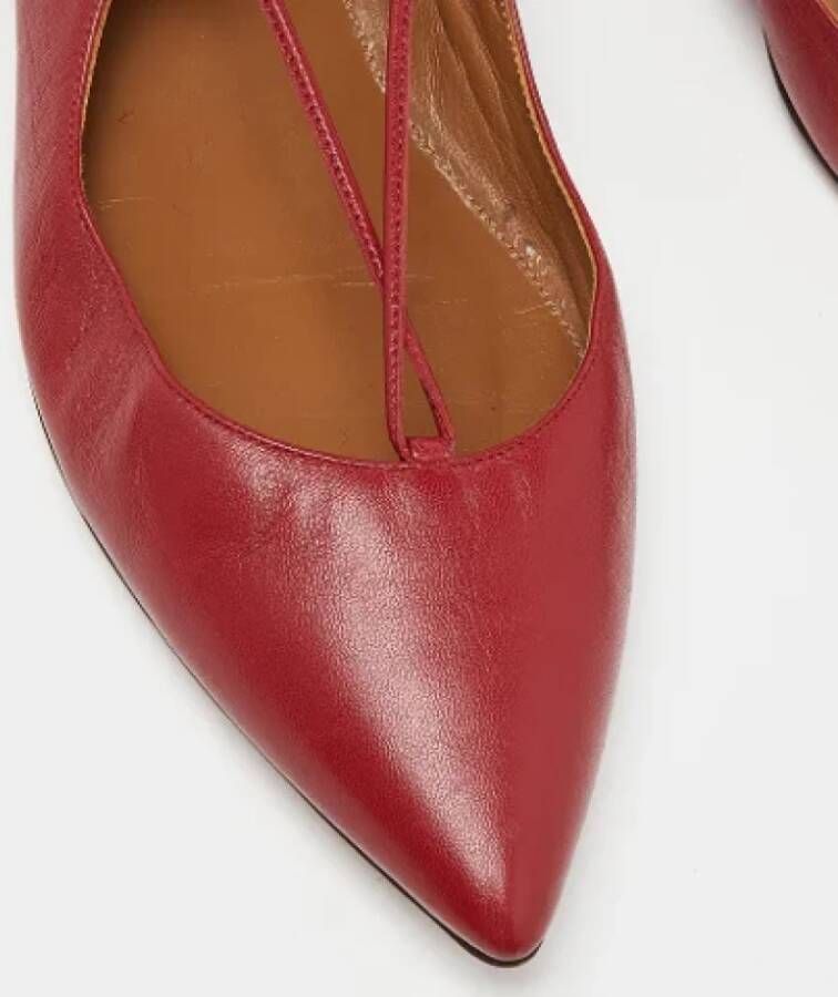 Aquazzura Pre-owned Leather flats Red Dames