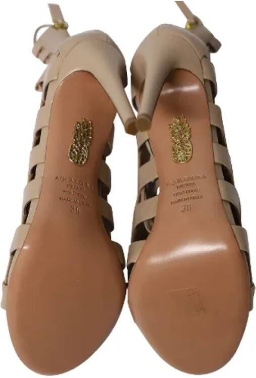 Aquazzura Pre-owned Leather heels Beige Dames