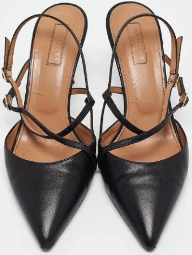 Aquazzura Pre-owned Leather heels Black Dames