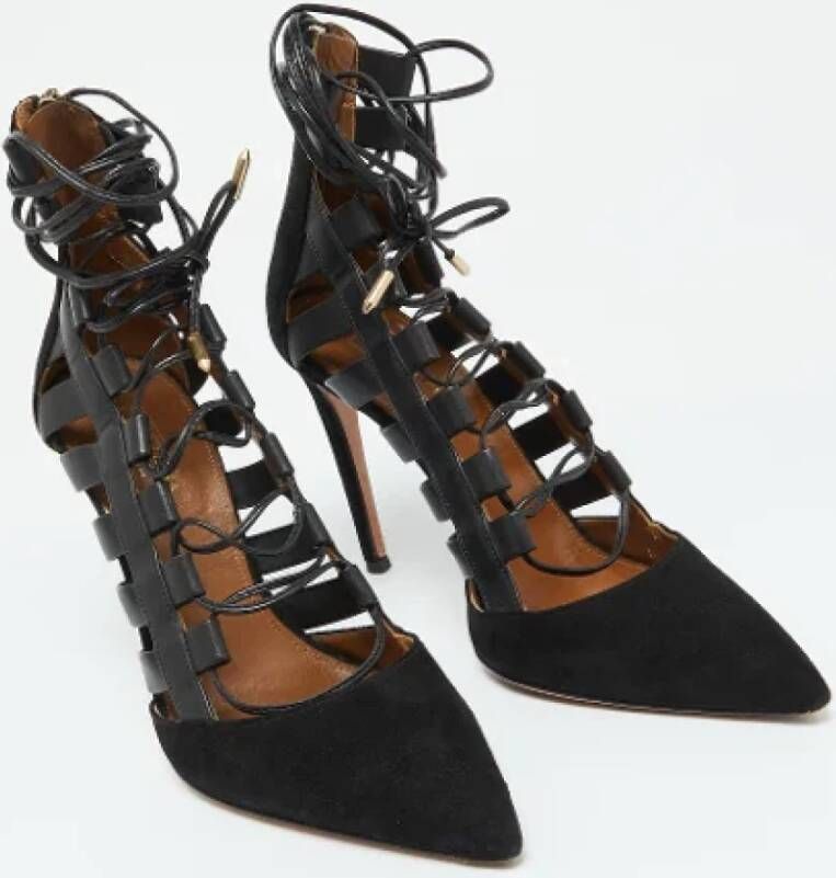 Aquazzura Pre-owned Leather heels Black Dames