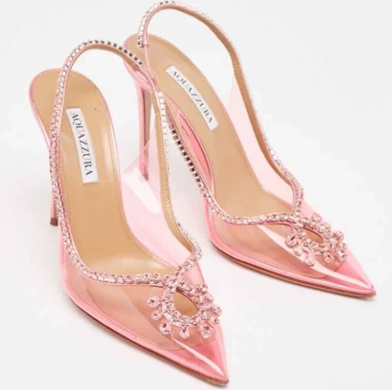 Aquazzura Pre-owned Leather heels Pink Dames