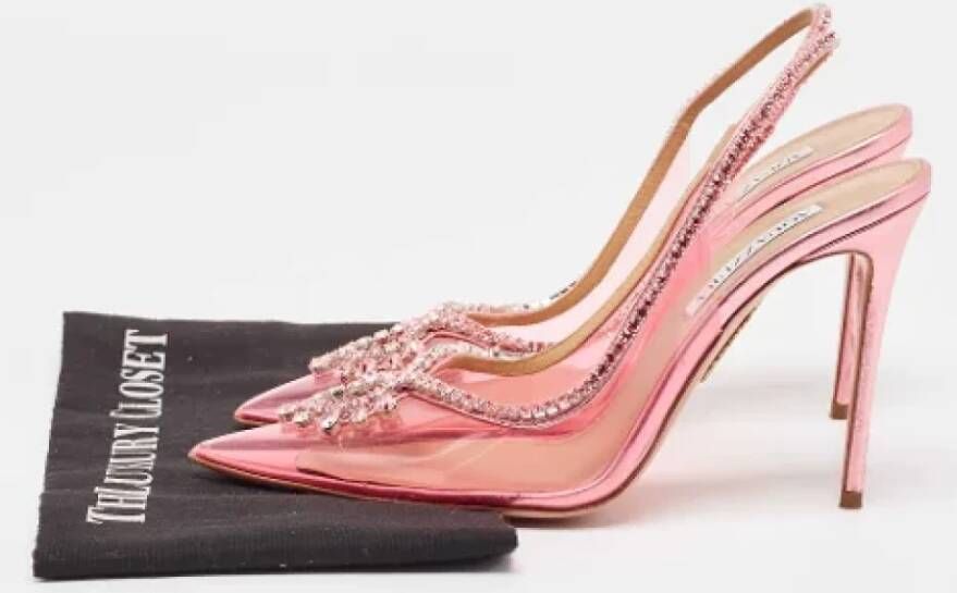 Aquazzura Pre-owned Leather heels Pink Dames