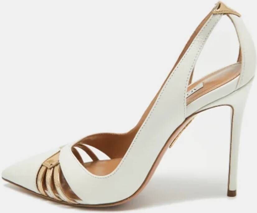 Aquazzura Pre-owned Leather heels White Dames