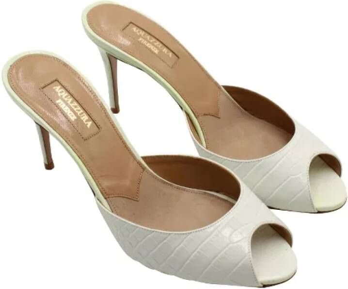 Aquazzura Pre-owned Leather mules White Dames