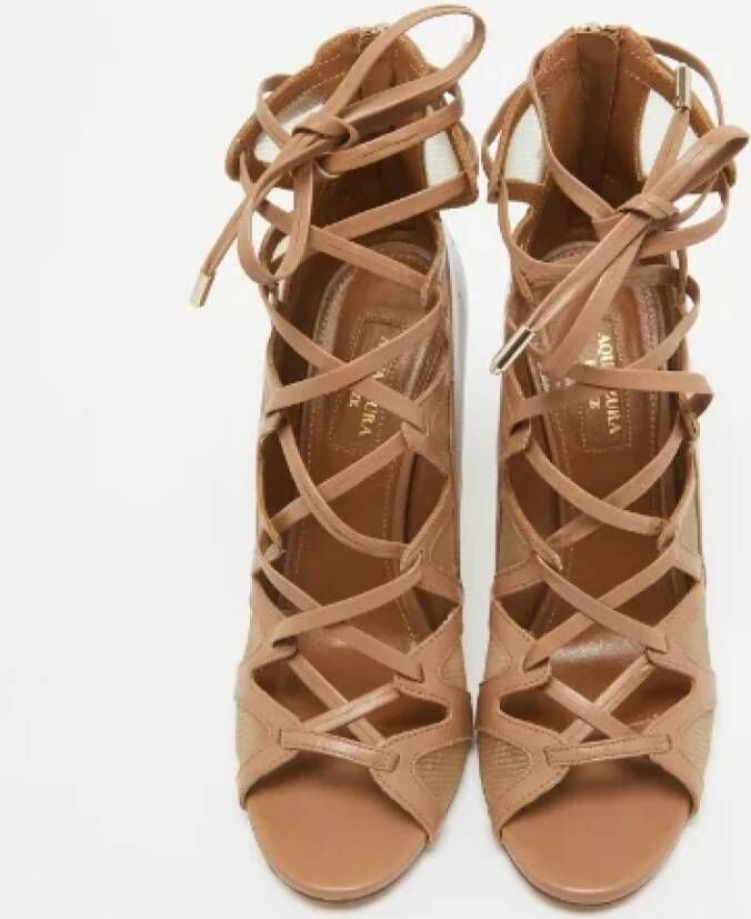 Aquazzura Pre-owned Leather sandals Beige Dames