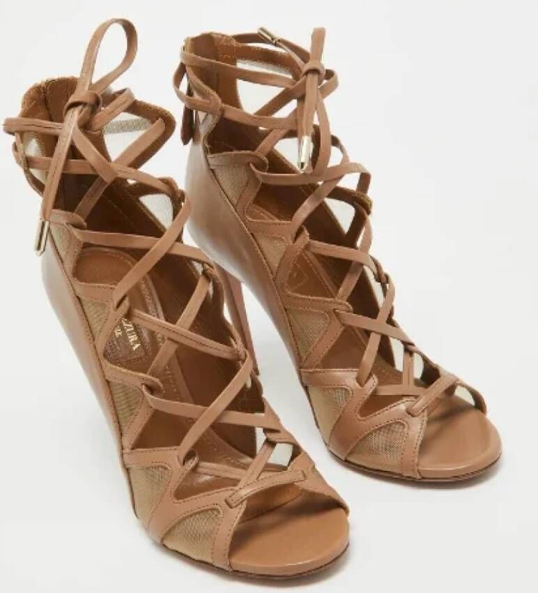 Aquazzura Pre-owned Leather sandals Beige Dames