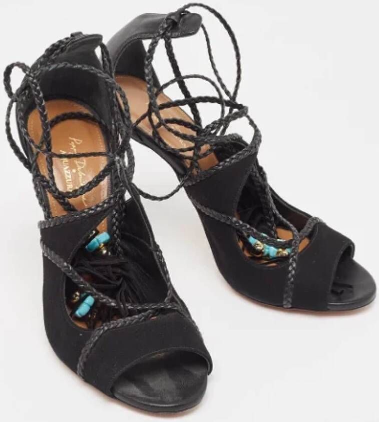 Aquazzura Pre-owned Leather sandals Black Dames