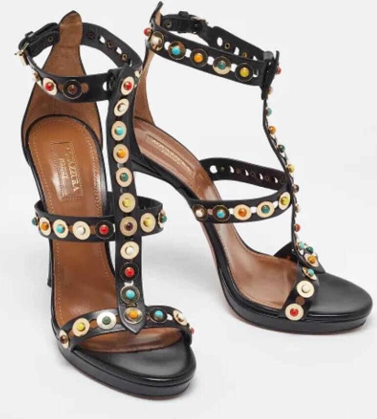 Aquazzura Pre-owned Leather sandals Black Dames