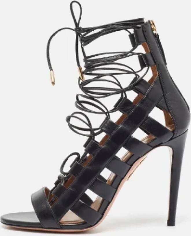 Aquazzura Pre-owned Leather sandals Black Dames