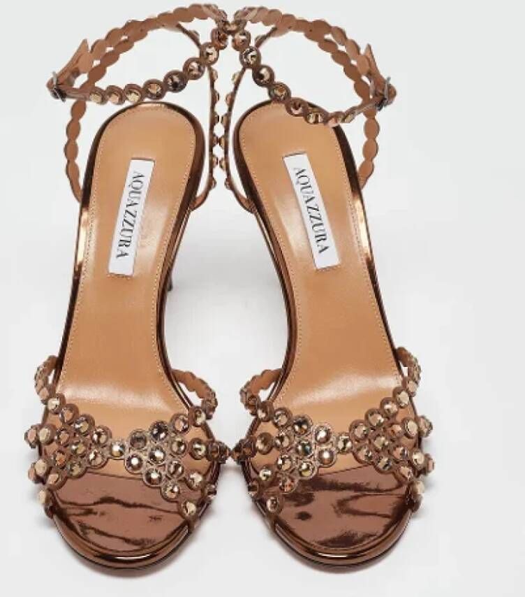 Aquazzura Pre-owned Leather sandals Brown Dames