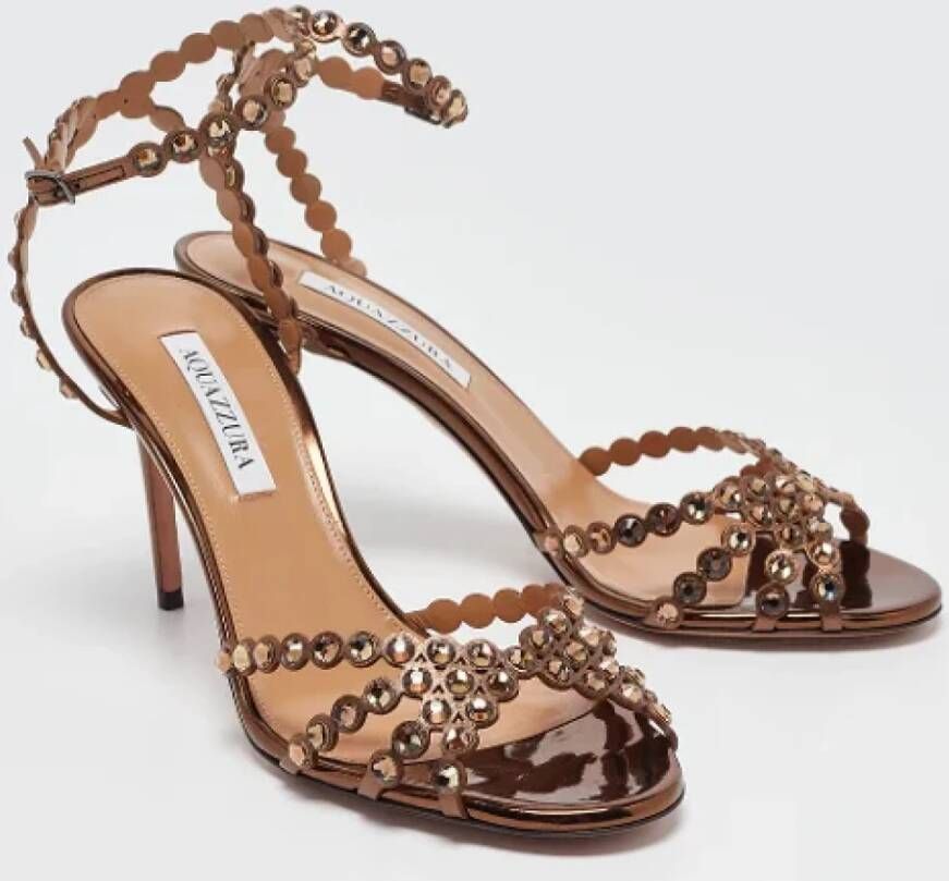 Aquazzura Pre-owned Leather sandals Brown Dames