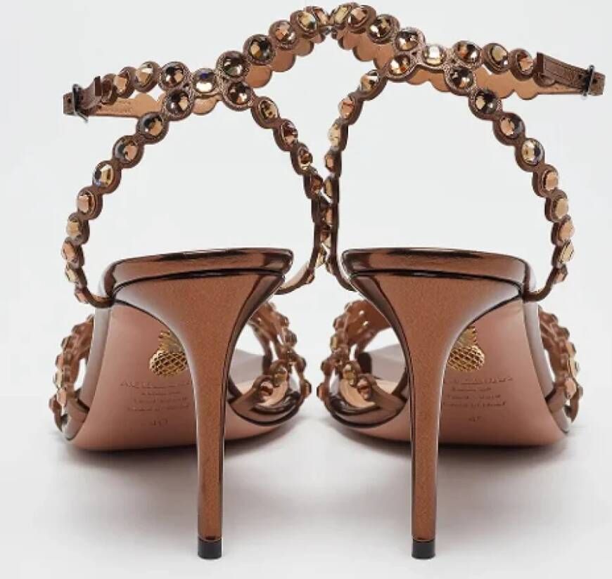 Aquazzura Pre-owned Leather sandals Brown Dames