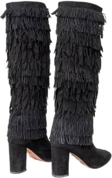 Aquazzura Pre-owned Linen boots Black Dames