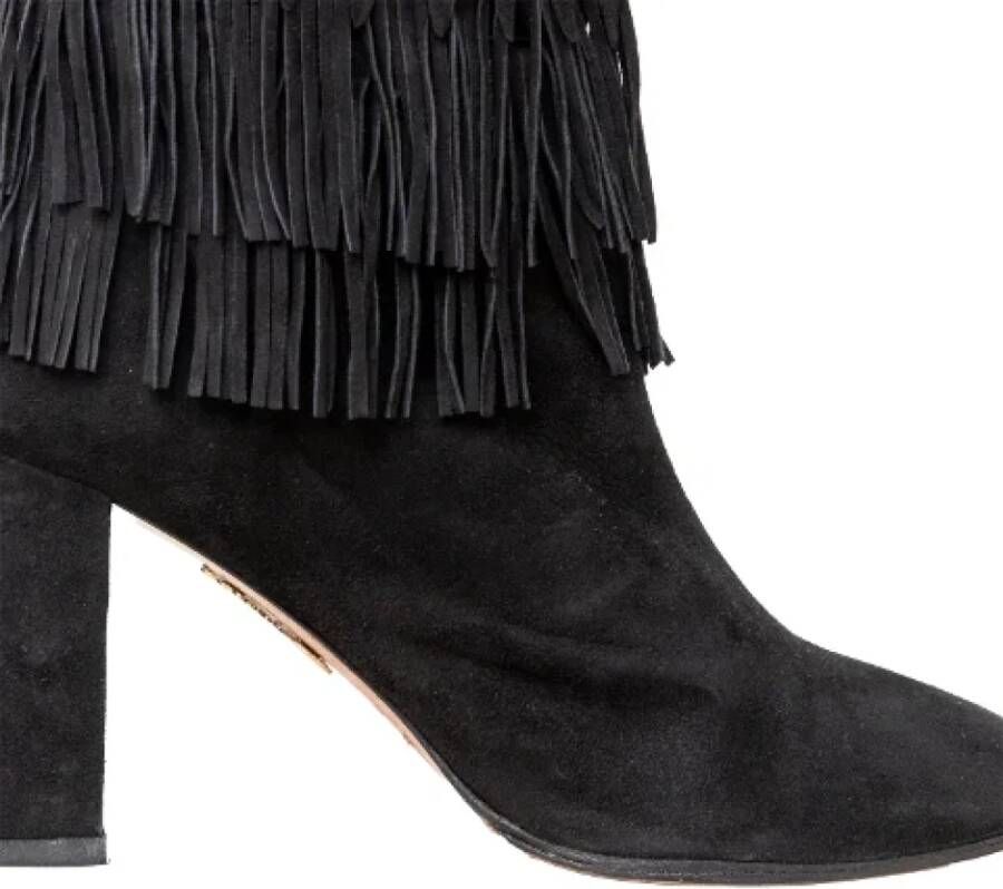 Aquazzura Pre-owned Linen boots Black Dames