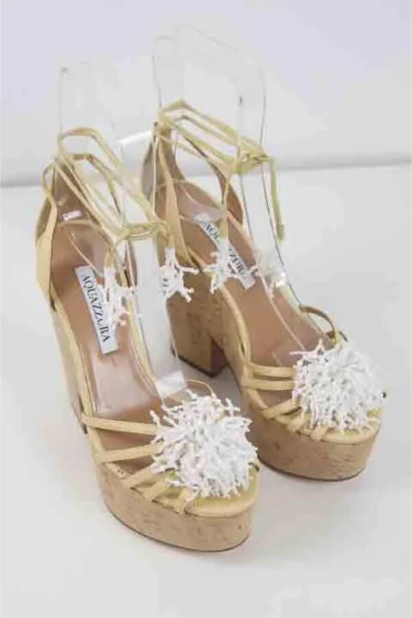 Aquazzura Pre-owned Polyester sandals Beige Dames