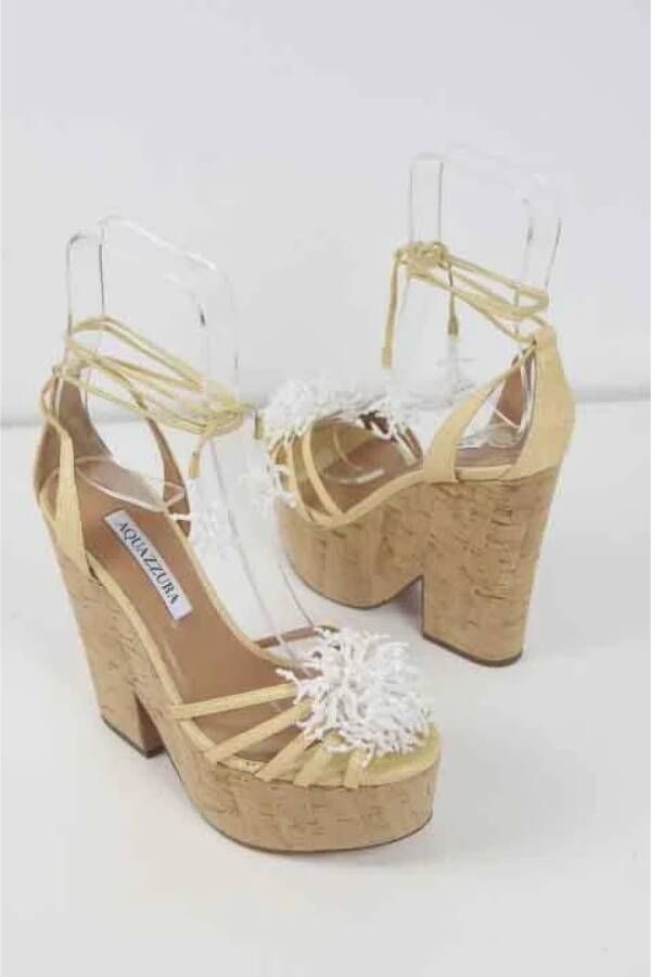 Aquazzura Pre-owned Polyester sandals Beige Dames