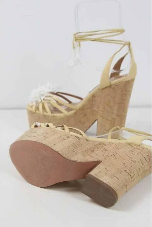 Aquazzura Pre-owned Polyester sandals Beige Dames