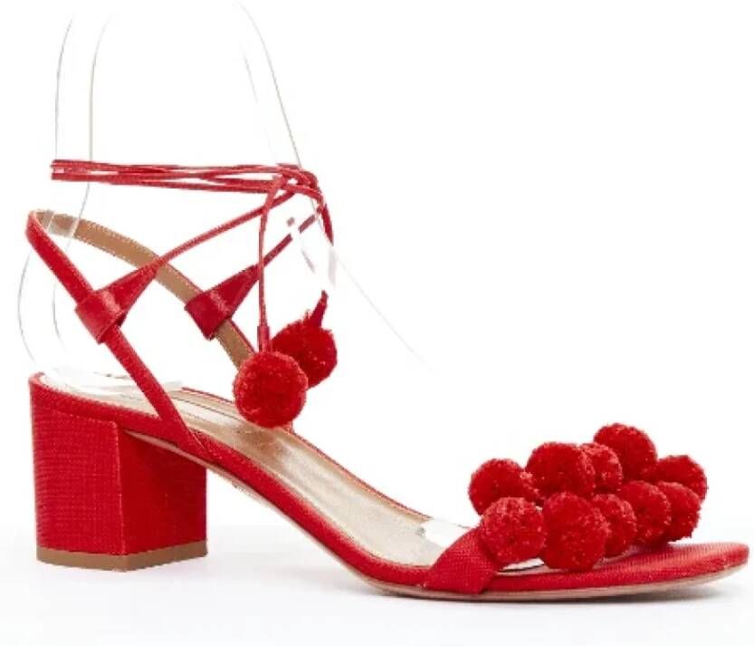 Aquazzura Pre-owned Raffia heels Red Dames