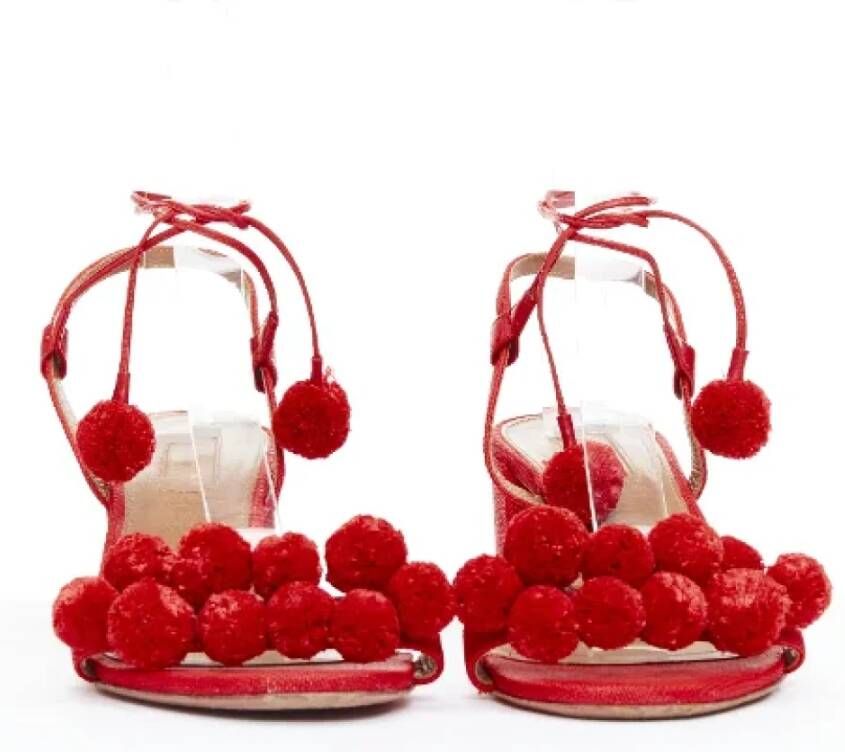 Aquazzura Pre-owned Raffia heels Red Dames