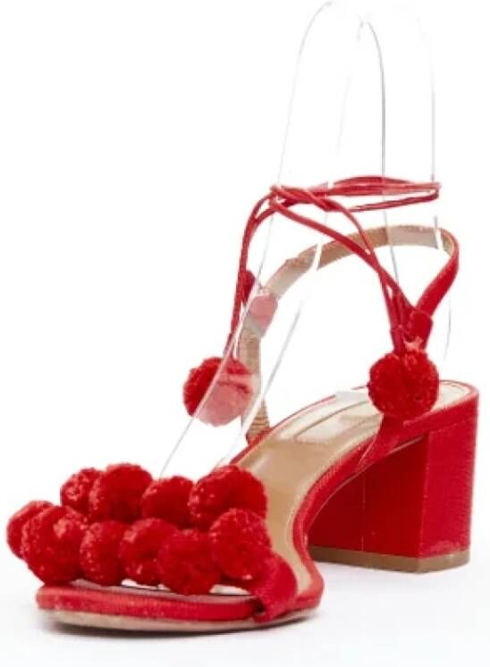 Aquazzura Pre-owned Raffia heels Red Dames