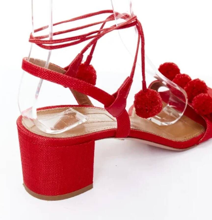 Aquazzura Pre-owned Raffia heels Red Dames