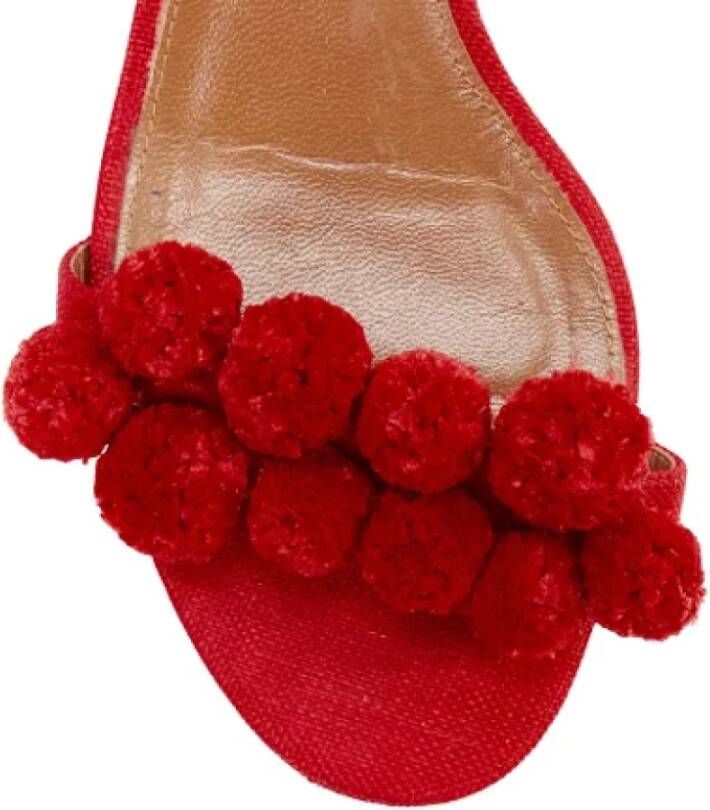 Aquazzura Pre-owned Raffia heels Red Dames