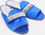 Aquazzura Pre-owned Satin flats Blue Dames - Thumbnail 4