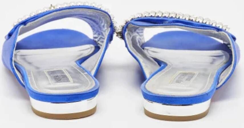 Aquazzura Pre-owned Satin flats Blue Dames