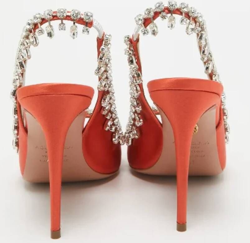 Aquazzura Pre-owned Satin heels Orange Dames