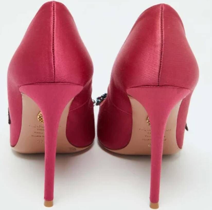 Aquazzura Pre-owned Satin heels Pink Dames