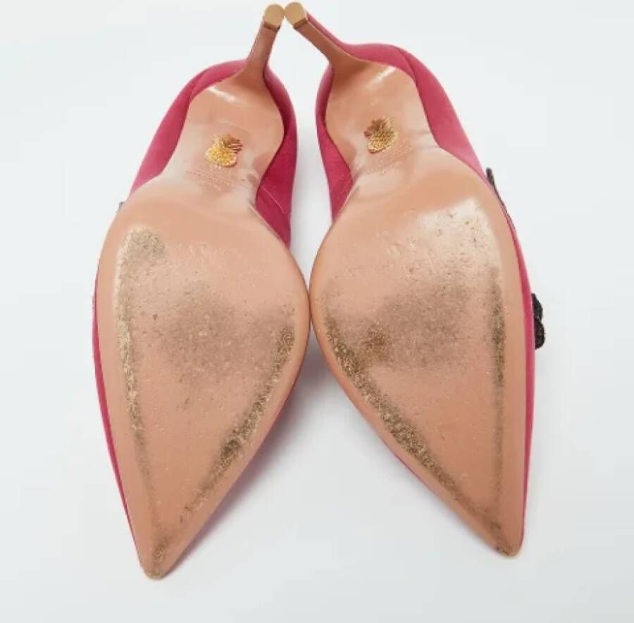 Aquazzura Pre-owned Satin heels Pink Dames