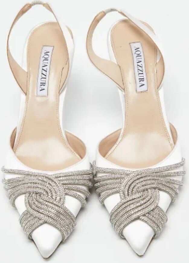 Aquazzura Pre-owned Satin heels White Dames