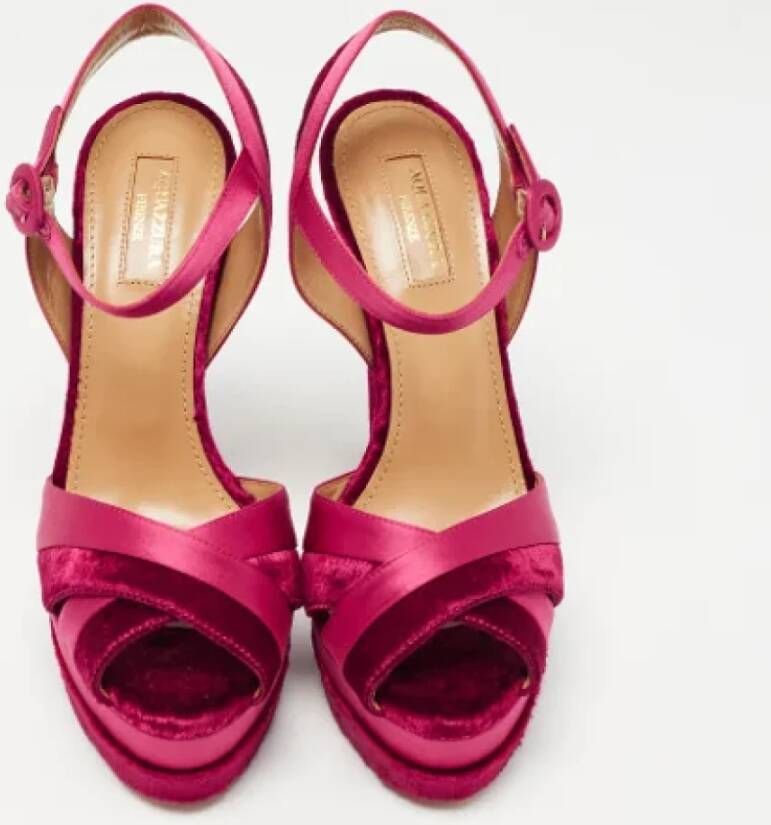 Aquazzura Pre-owned Satin sandals Pink Dames