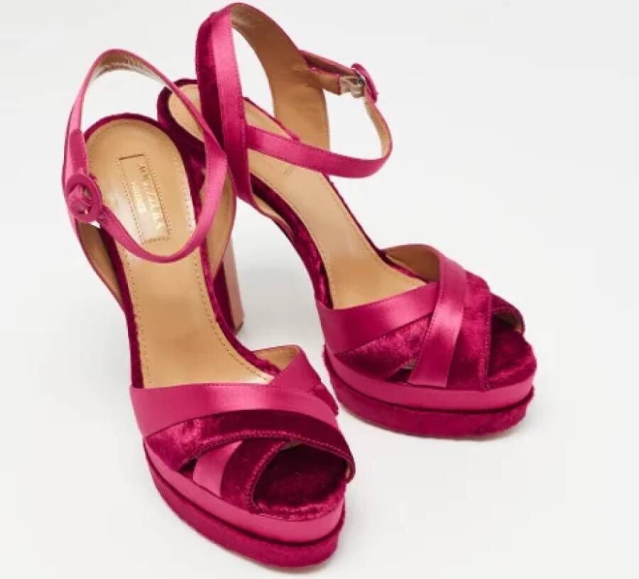 Aquazzura Pre-owned Satin sandals Pink Dames