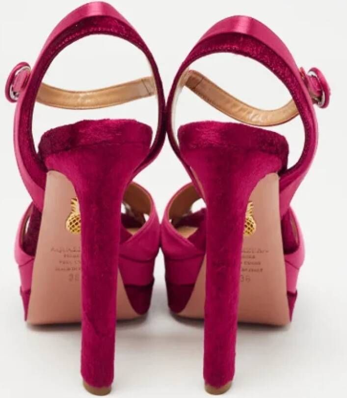 Aquazzura Pre-owned Satin sandals Pink Dames