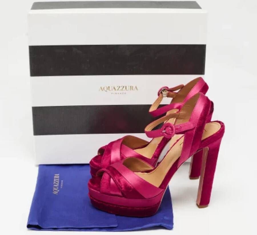 Aquazzura Pre-owned Satin sandals Pink Dames