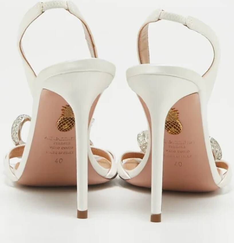 Aquazzura Pre-owned Satin sandals White Dames