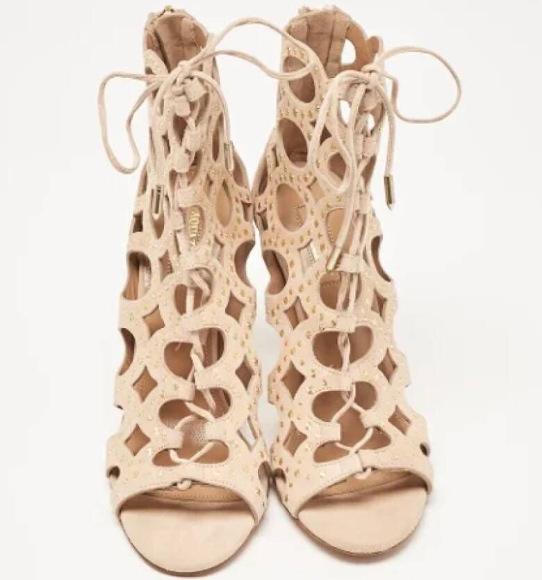 Aquazzura Pre-owned Suede boots Beige Dames