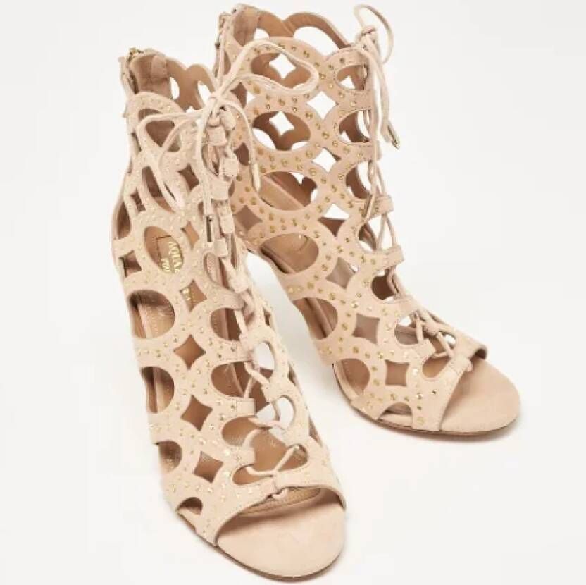 Aquazzura Pre-owned Suede boots Beige Dames