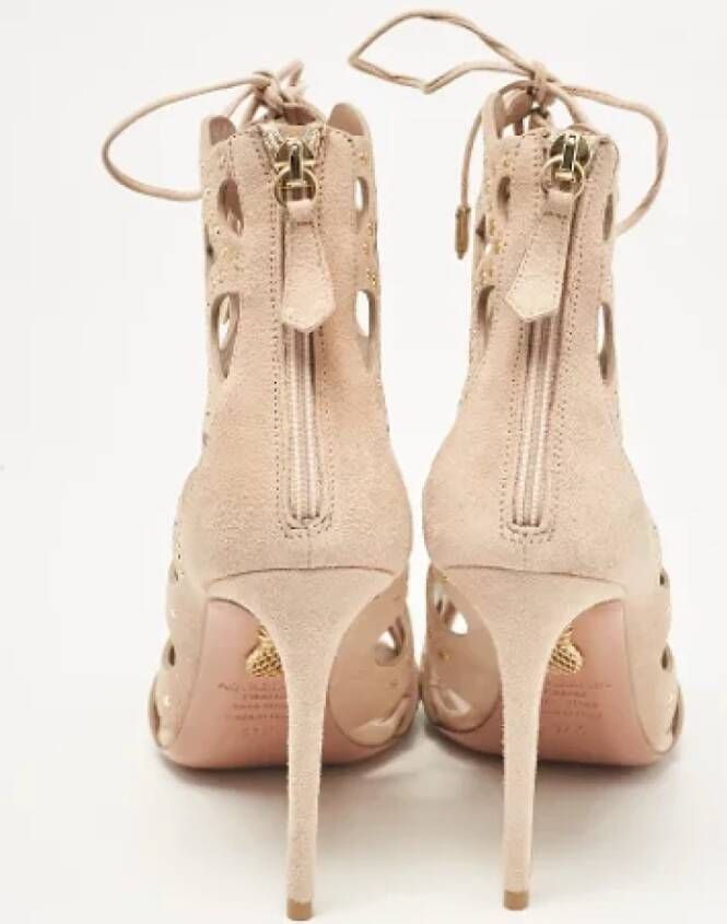 Aquazzura Pre-owned Suede boots Beige Dames