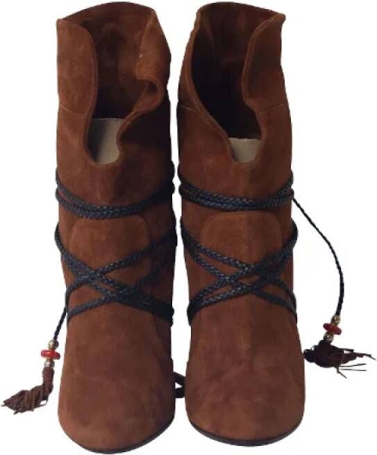 Aquazzura Pre-owned Suede boots Brown Dames